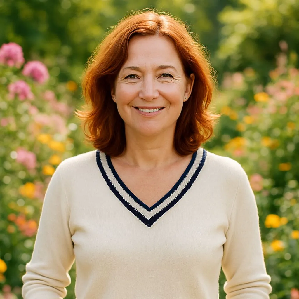 Mulher sorridente ao ar livre dando depoimento sobre o uso de Libfemme