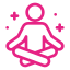 Ícone de mulher meditando, simbolizando equilíbrio e bem-estar na menopausa